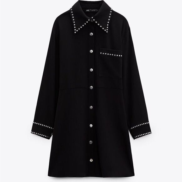 ZARA STUDDED SHIRT DRESS - Picture 7 of 9